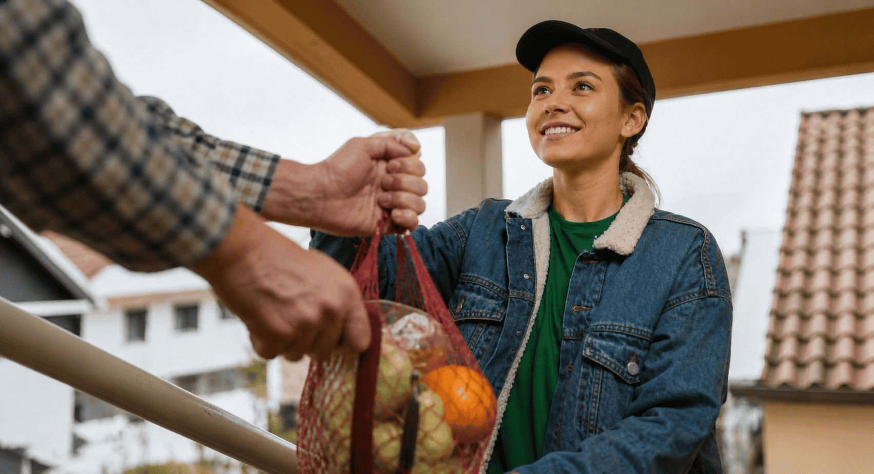 Volunteer delivering Kosher food to elderly person